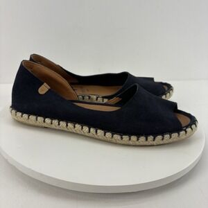 Verbenas Genuine Leather Espadrille Shoes Women's Size 38 Navy Blue‎ Flats Spain